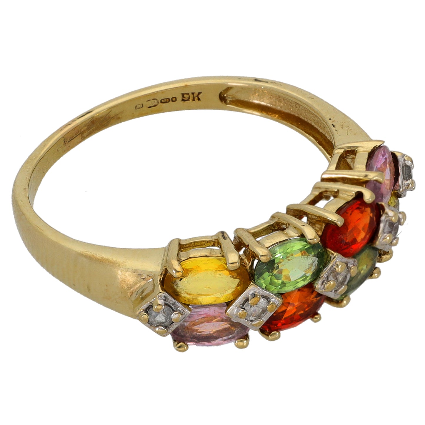 9ct Gold Sapphire & Imitation Gems Dress/Cocktail Ring Size O