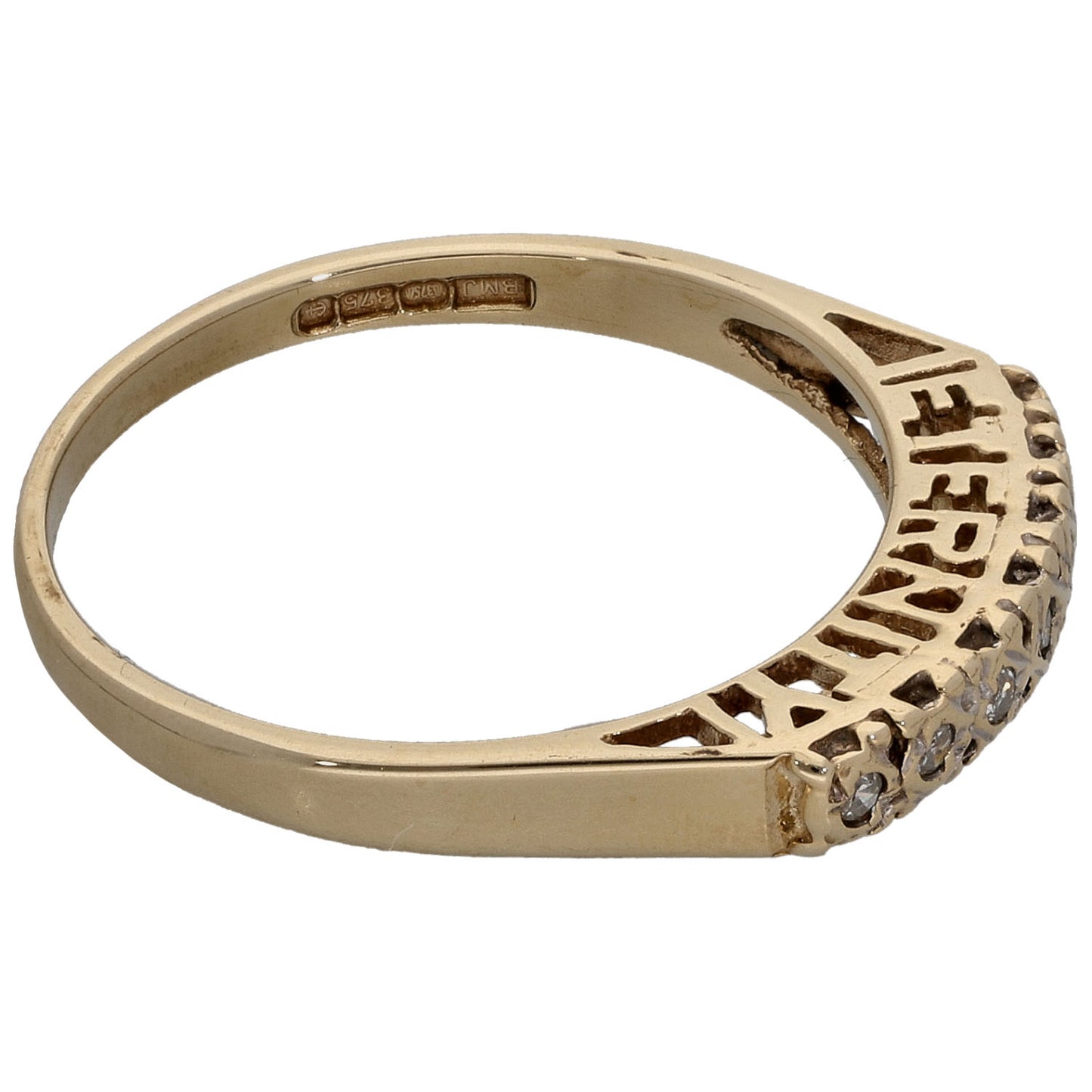 9ct Gold 0.07ct Diamond Half Eternity Ring Size O