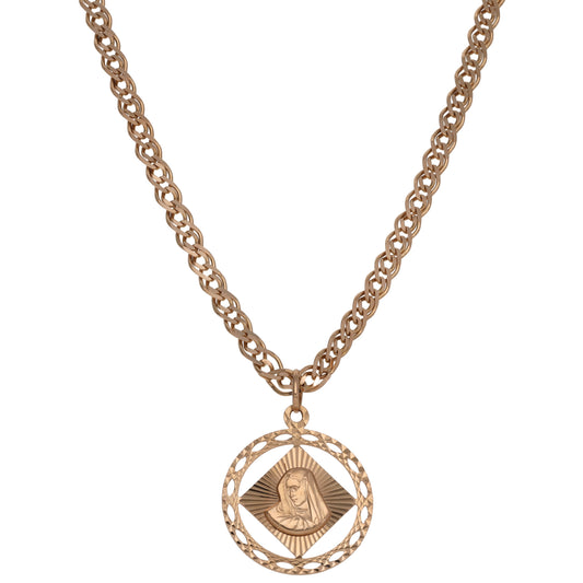 14ct Rose Gold Mary Pendant With Chain