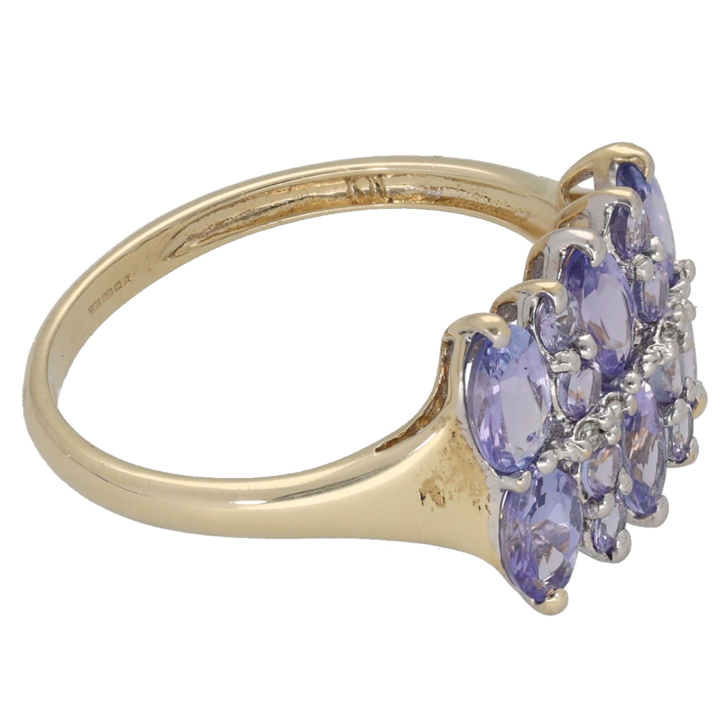 9ct Gold Tanzanite & 0.02ct Diamond Dress/Cocktail Ring Size N