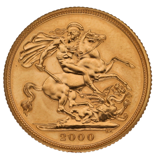 22ct Gold Queen Elizabeth II Full Sovereign Coin 2000