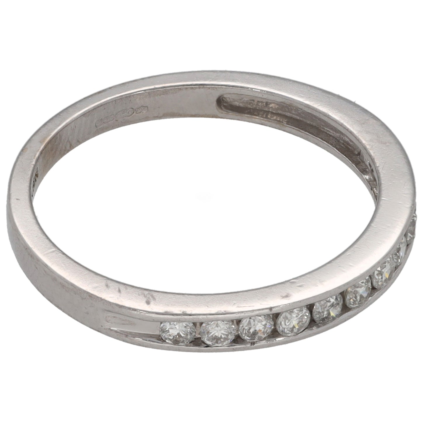 18ct White Gold 0.12ct Diamond Half Eternity Ring Size P