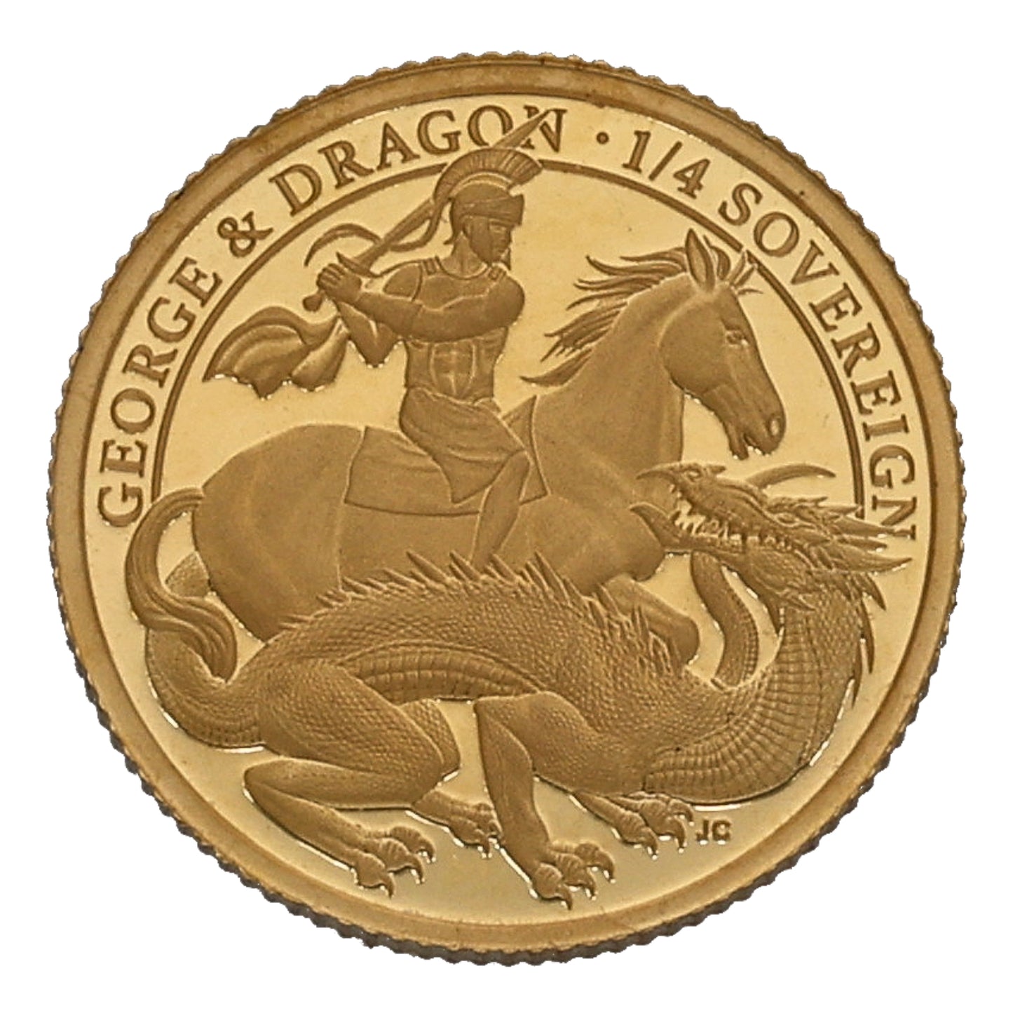 22ct Gold St George & Dragon Quarter Sovereign Coin 2021