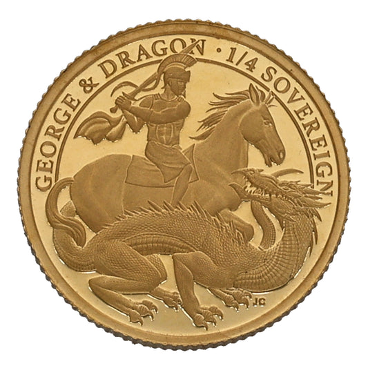 22ct Gold St George & Dragon Quarter Sovereign Coin 2021