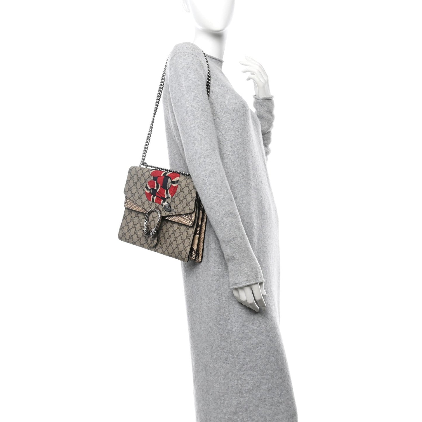 Gucci Dionysus GG Supreme King Snake Coated Canvas Bag - Beige & Brown
