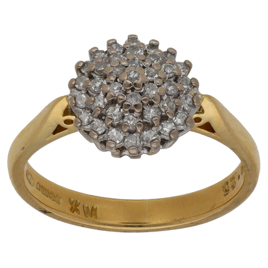 18ct Gold 0.25ct Diamond Cluster Ring Size L