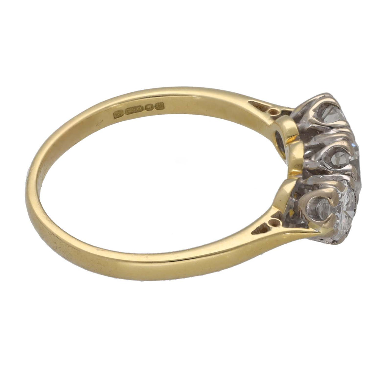18ct Gold 0.95ct Diamond Trilogy Ring Size P