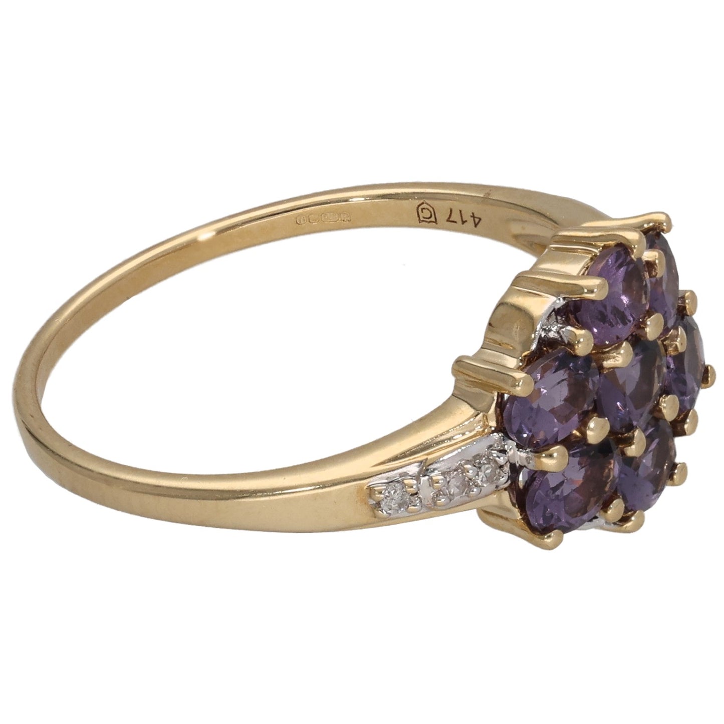 9ct Gold Spinel & 0.03ct Diamond Dress/Cocktail Ring Size S