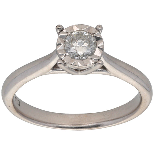9ct White Gold 0.33ct Diamond Solitaire Ring Size N