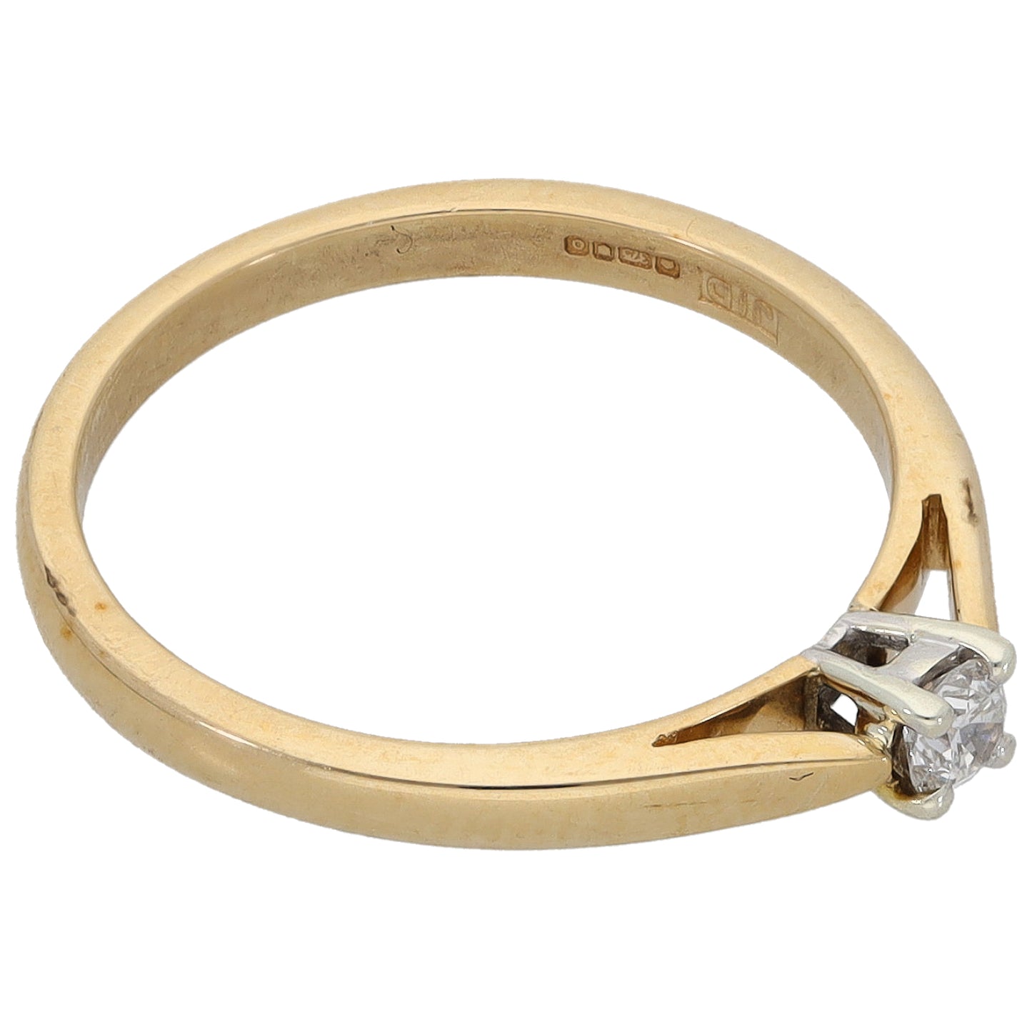 9ct Gold 0.10ct Diamond Solitaire Ring Size L