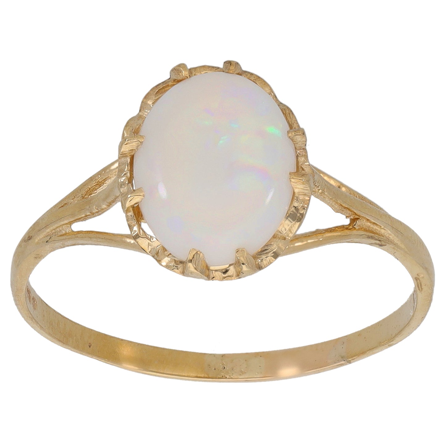 9ct Gold Opal Single Stone Ring Size T