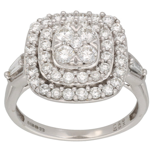 9ct White Gold 1.12ct Diamond Dress/Cocktail Ring Size N
