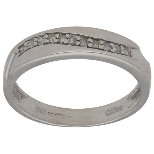 9ct White Gold 0.10ct Diamond Half Eternity Ring Size M