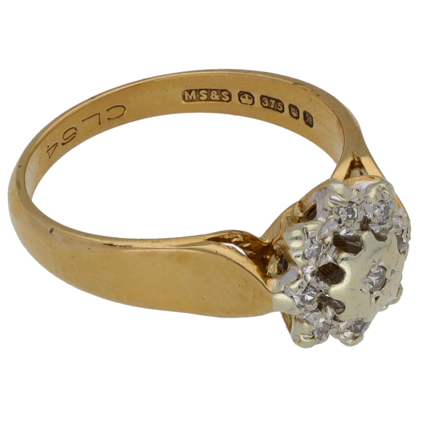 9ct Gold 0.045ct Diamond Cluster Ring Size L
