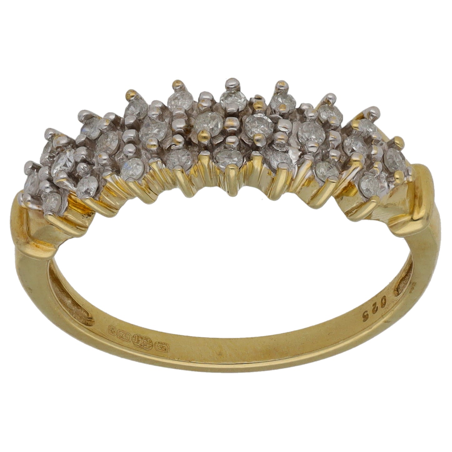 9ct Gold 0.25ct Diamond Dress/Cocktail Ring Size P