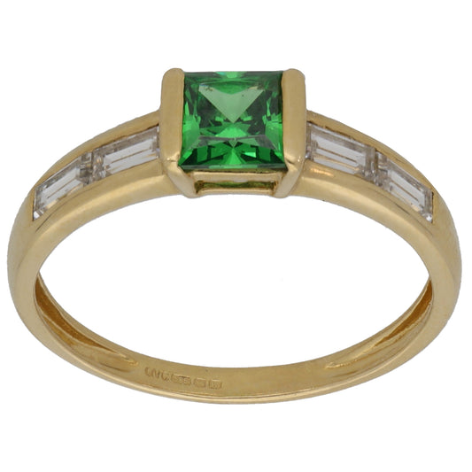 14ct Gold Cubic Zirconia Single Stone Ring With Accents Size P