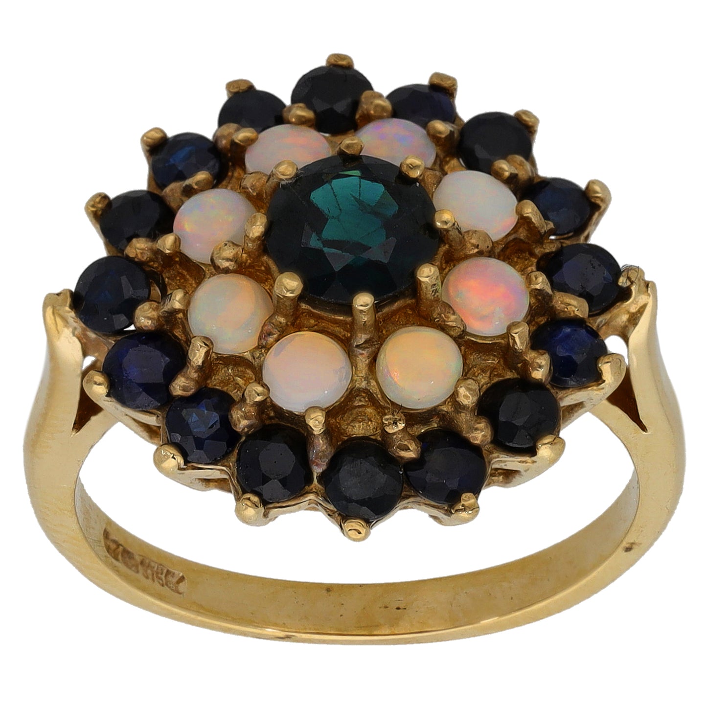 9ct Gold Opal & Sapphire Dress/Cocktail Ring Size Q