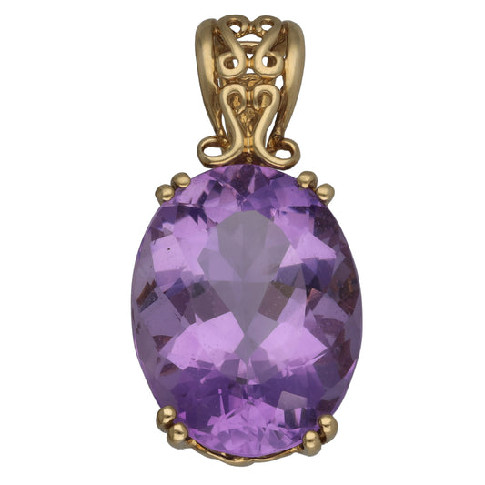 9ct Gold Amethyst Single Stone Pendant