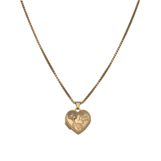 9ct Gold Patterned Locket Pendant With Chain