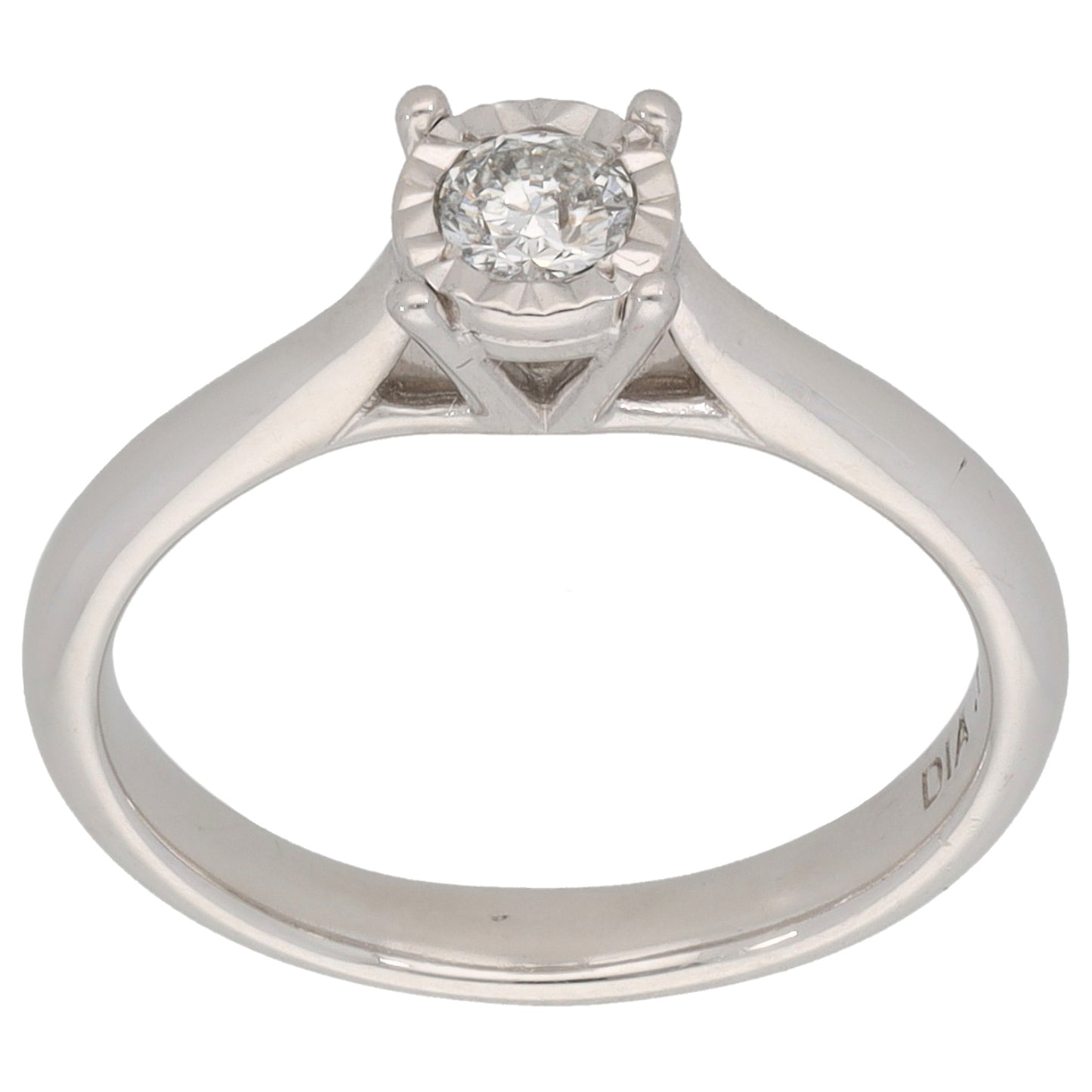9ct White Gold 0.17ct Diamond Solitaire Ring Size K