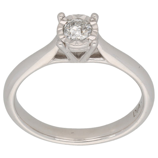 9ct White Gold 0.17ct Diamond Solitaire Ring Size K