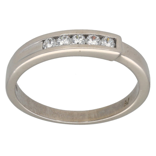 9ct White Gold Cubic Zirconia Half Eternity Ring Size M