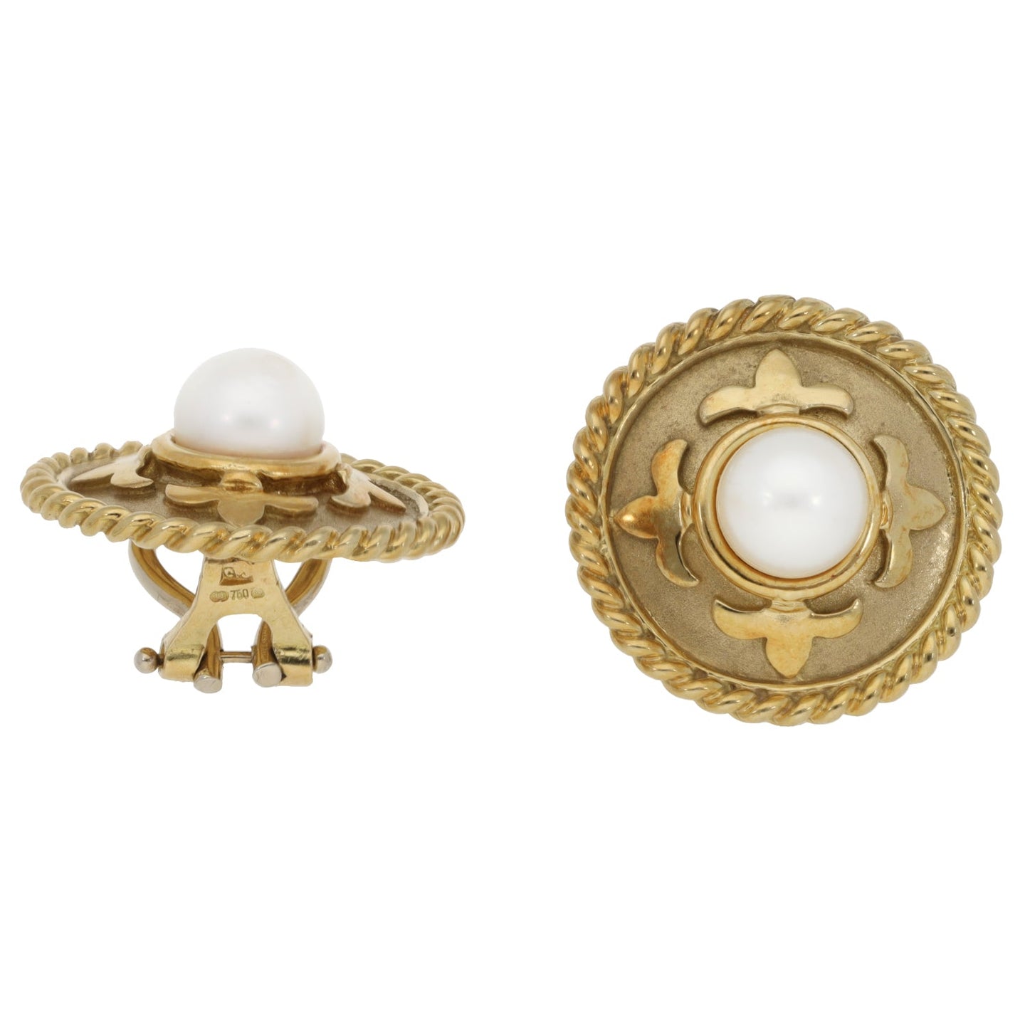 18ct Gold Cultured Pearl Clip On Earrings