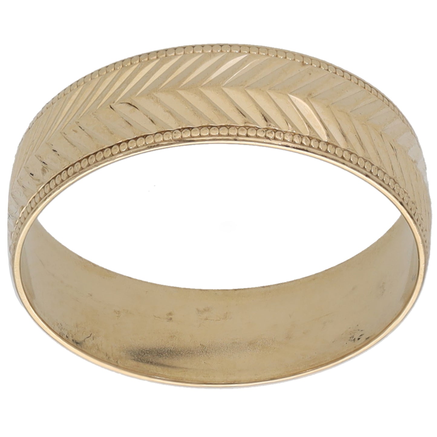9ct Gold Patterned Wedding Ring Size R