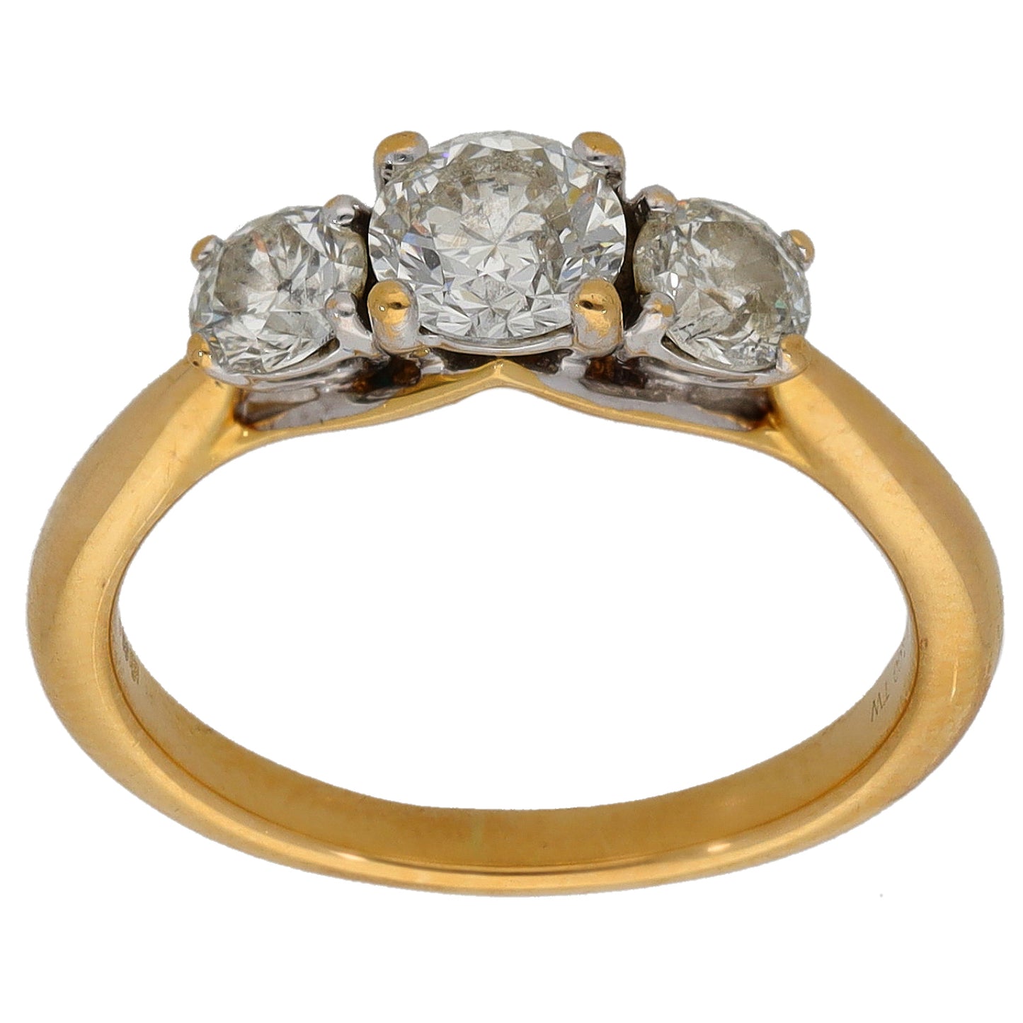 18ct Gold 1.00ct Diamond Trilogy Ring Size K