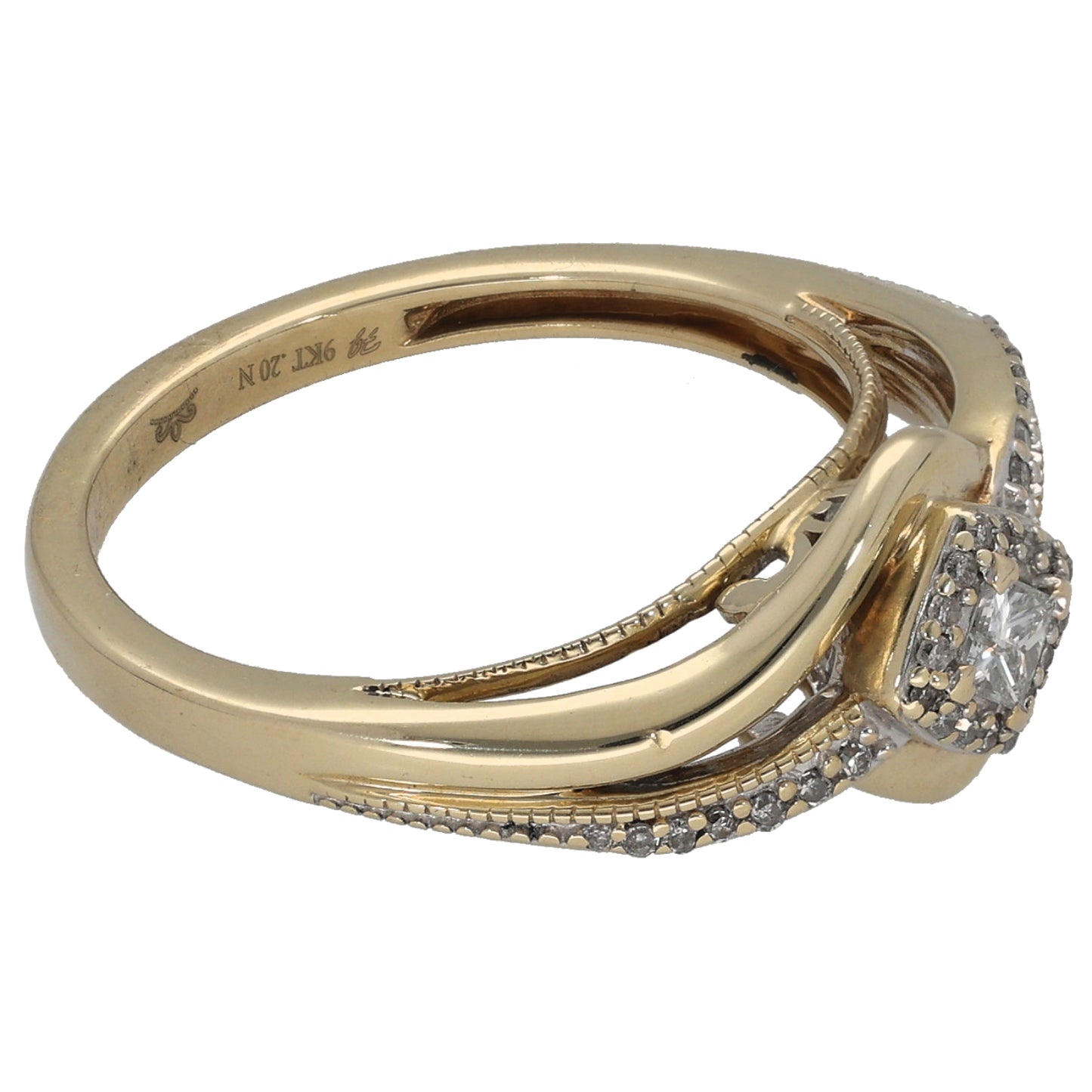 9ct Gold 0.20ct Diamond Cluster Ring Size L