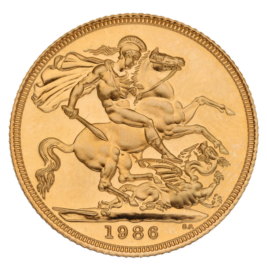 22ct Gold Queen Elizabeth II Full Sovereign Coin 1986