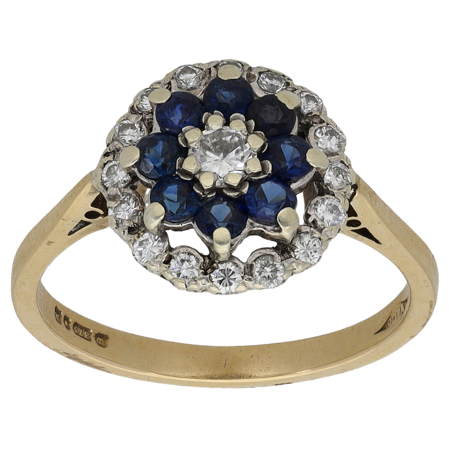 9ct Gold 0.20ct Diamond & Sapphire Dress/Cocktail Ring Size L – H&T