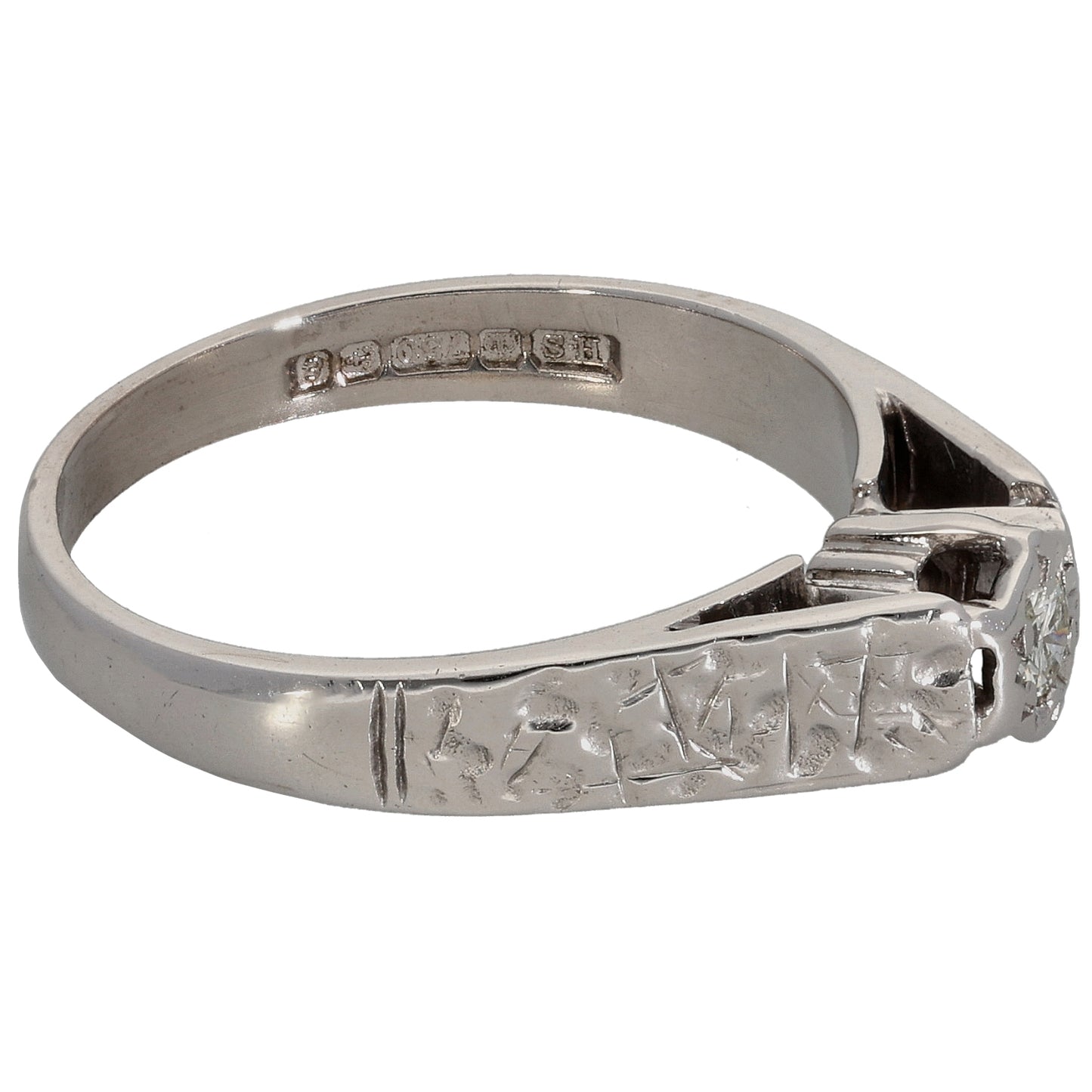 18ct White Gold 0.10ct Diamond Solitaire Ring Size M