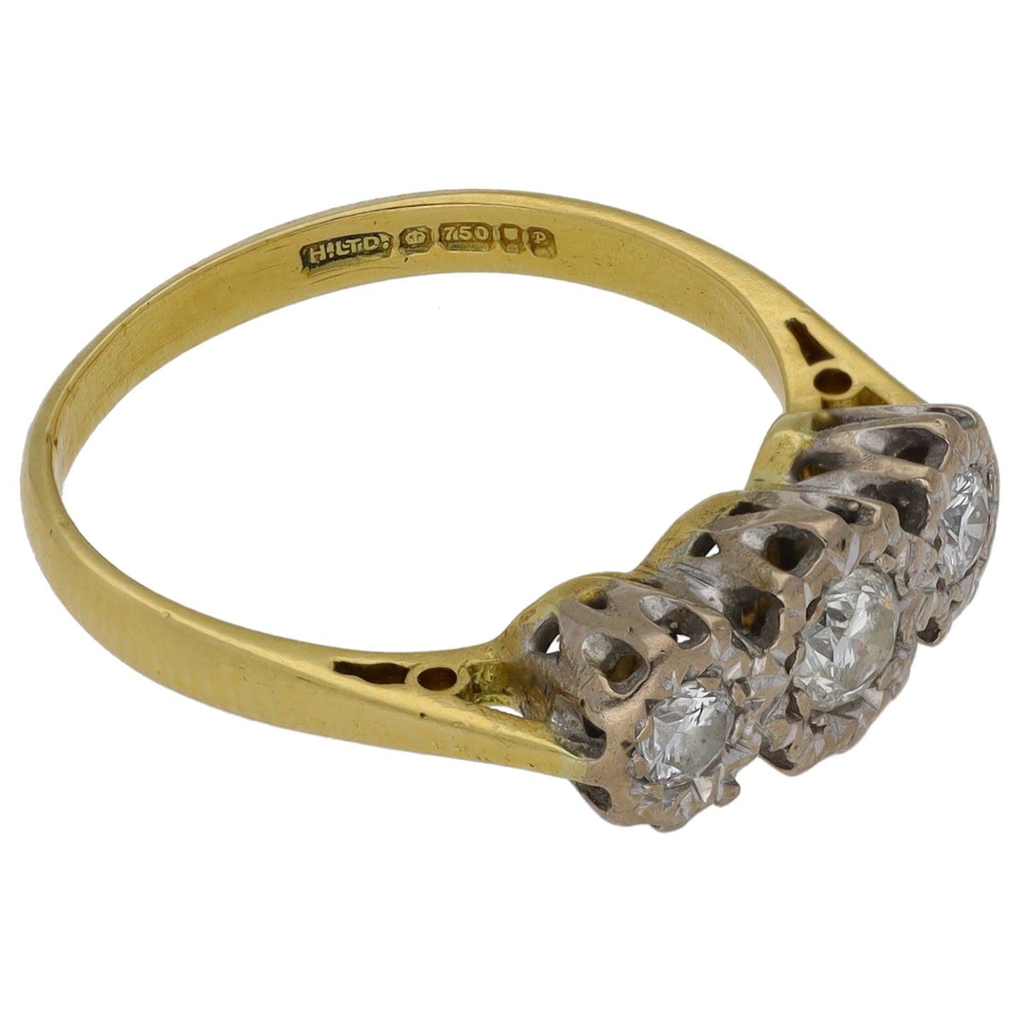 18ct Gold 0.40ct Diamond Trilogy Ring Size K