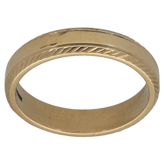 9ct Gold Patterned Wedding Ring Size L