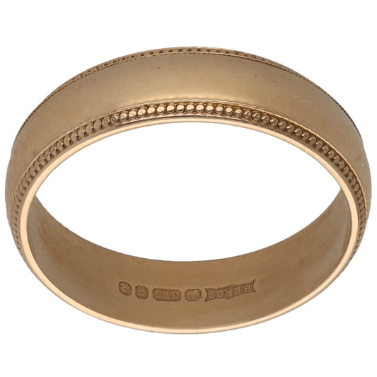 9ct Gold Patterned Wedding Ring Size O