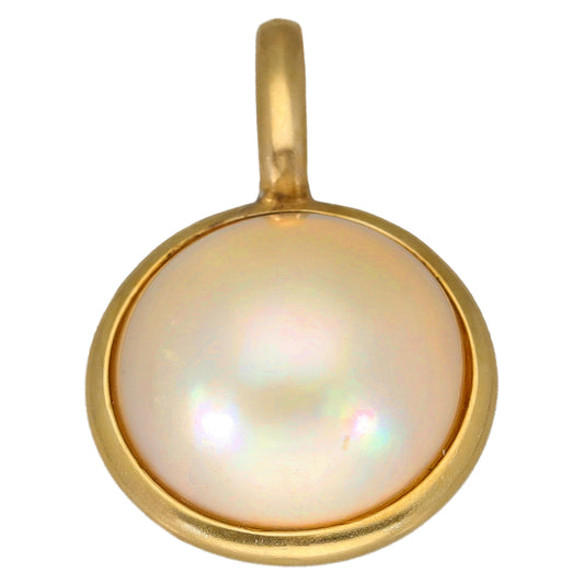 18ct Gold Mother Of Pearl Single Stone Pendant