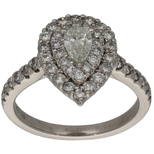 Platinum 1.06ct Diamond Cluster Ring Size K
