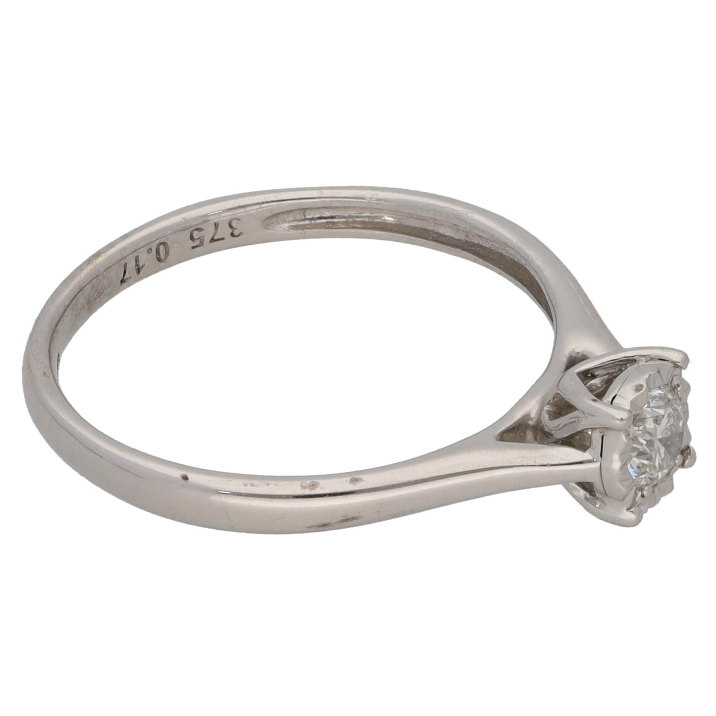 9ct White Gold 0.17ct Diamond Solitaire Ring Size O