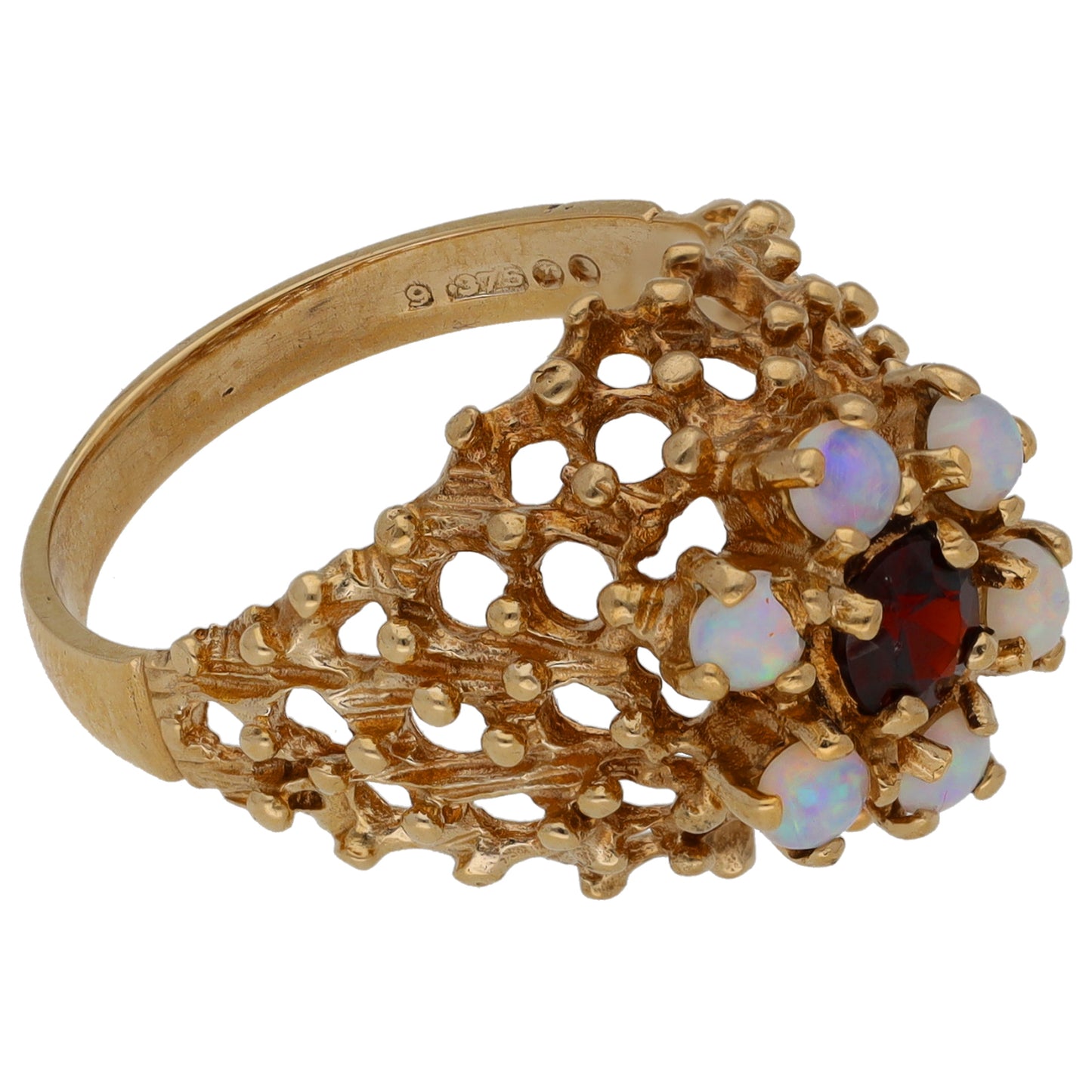 9ct Gold Garnet & Opal Dress/Cocktail Ring Size N