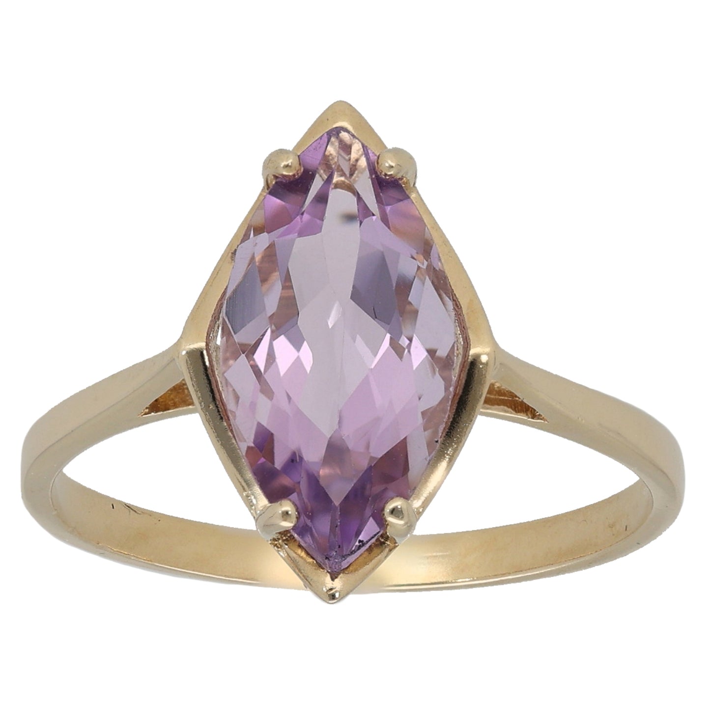 9ct Gold Amethyst Single Stone Ring Size R