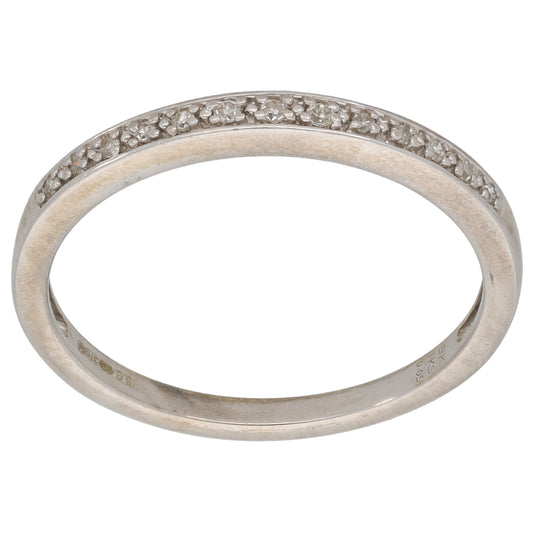 9ct White Gold 0.05ct Diamond Half Eternity Ring Size O