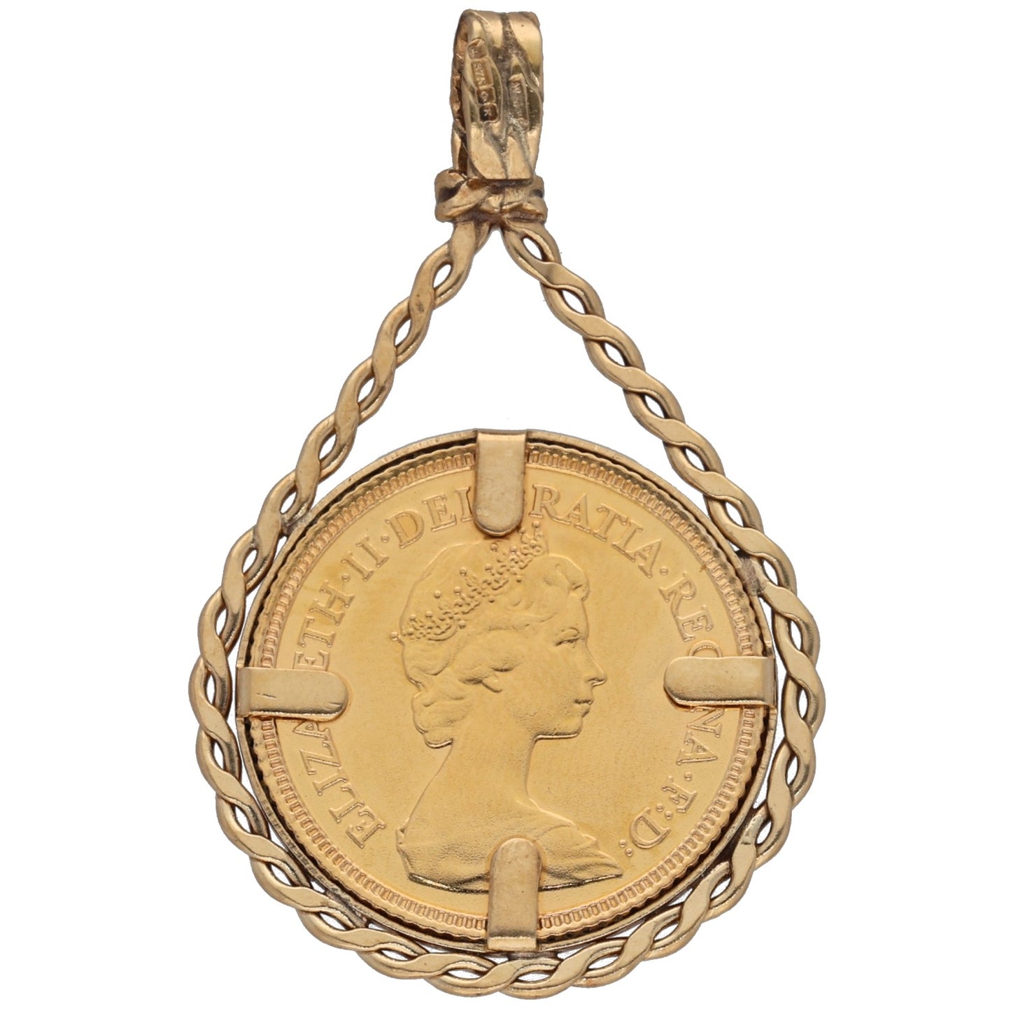 9ct Gold Queen Elizabeth II Half Sovereign Coin Pendant