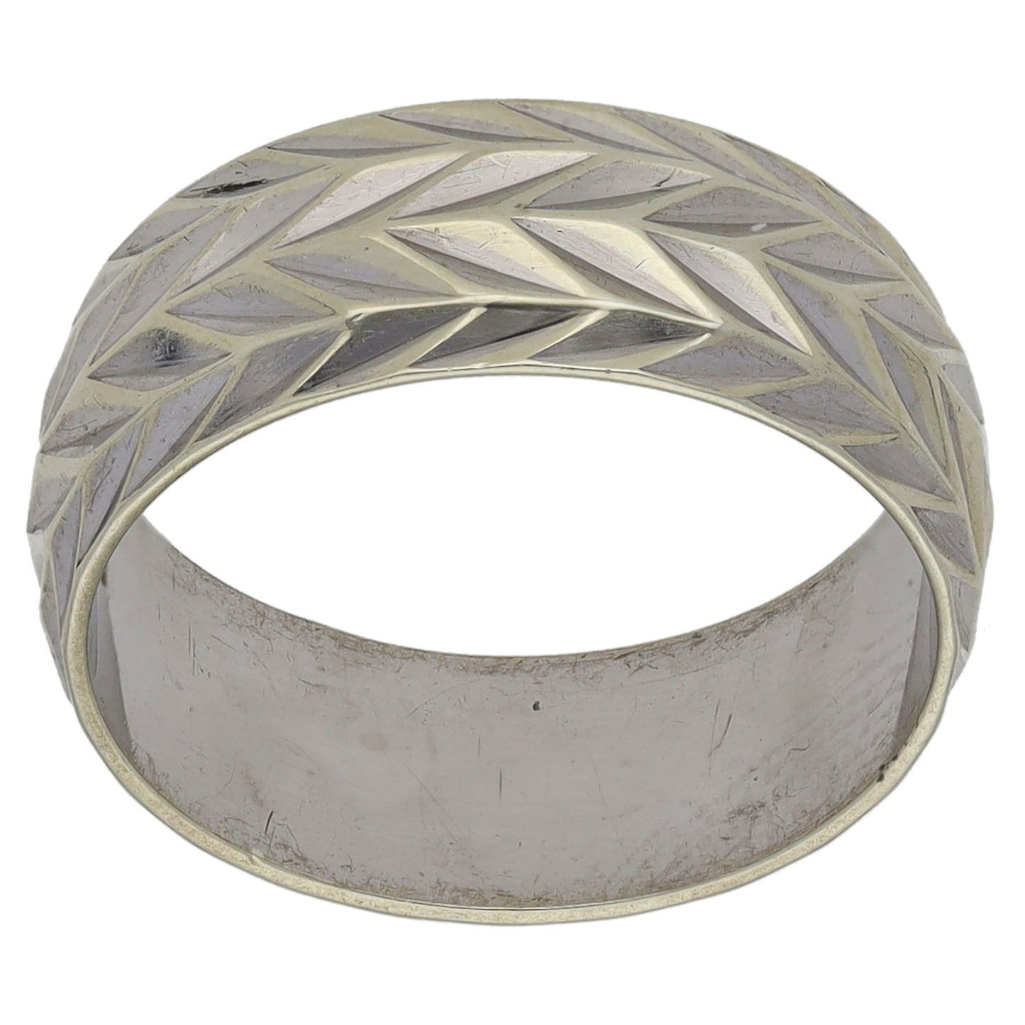 9ct White Gold Patterned Wedding Ring Size K