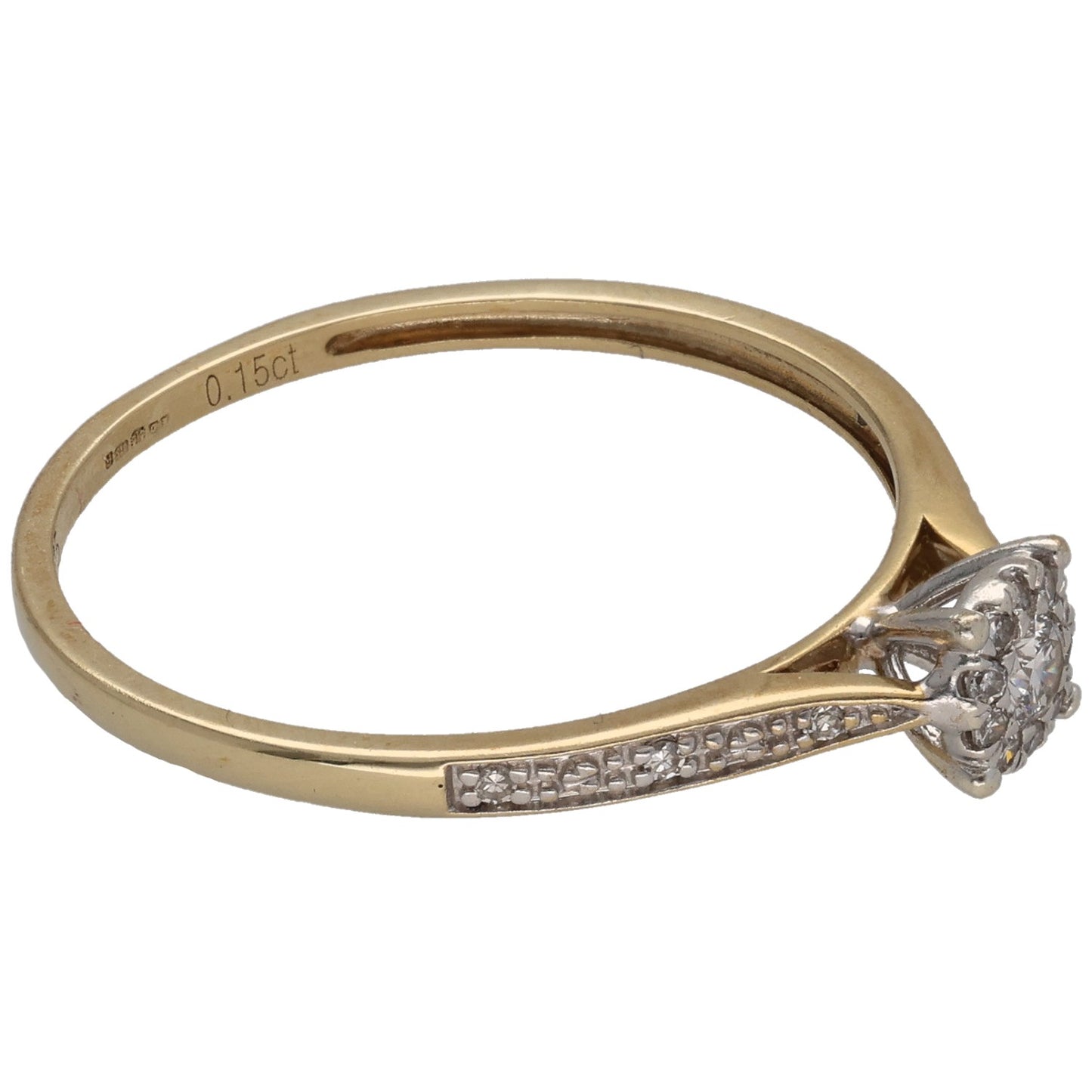9ct Gold 0.15ct Diamond Dress/Cocktail Ring Size T