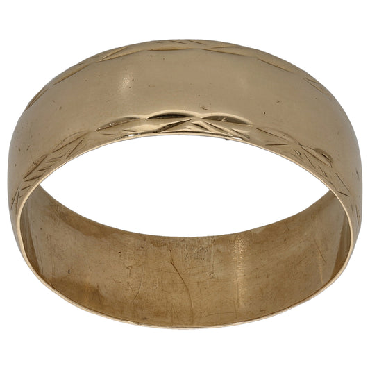 9ct Gold Patterned Wedding Ring Size S