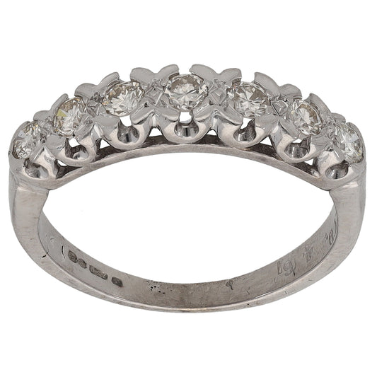 18ct White Gold 0.35ct Diamond Half Eternity Ring Size M