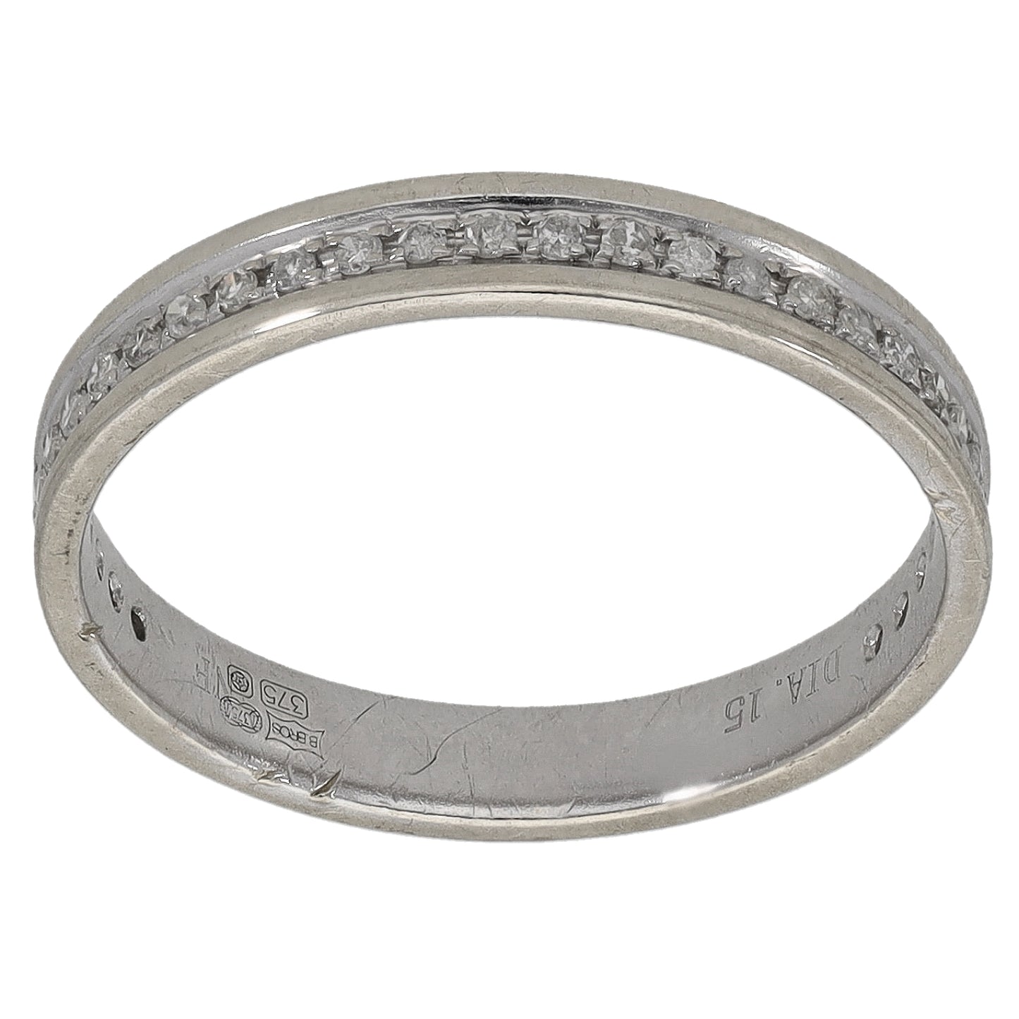 9ct White Gold 0.15ct Diamond Half Eternity Ring Size M