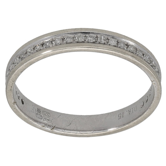 9ct White Gold 0.15ct Diamond Half Eternity Ring Size M