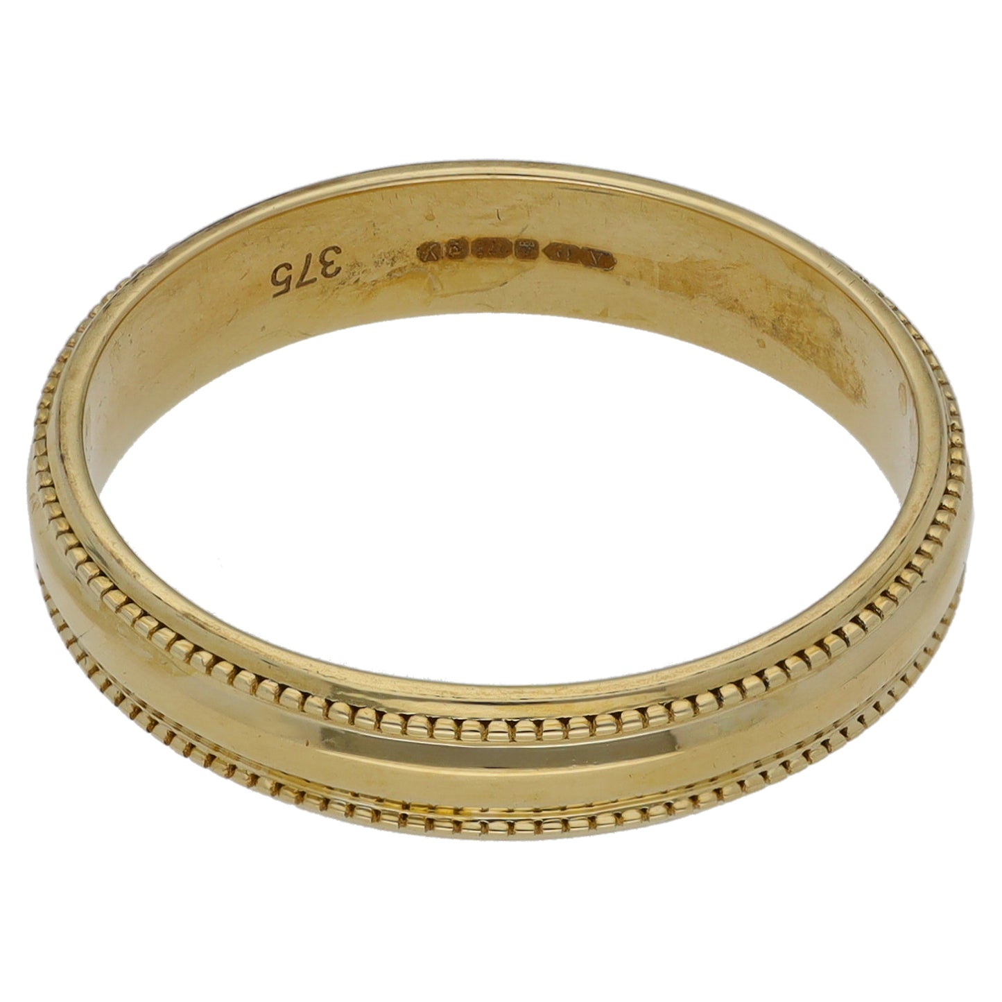 9ct Gold Patterned Wedding Ring Size P